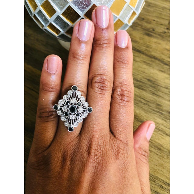 2020s Roshe Jewels Diamond Ring, 2.13 Carats Black and White Diamond 14k White Gold, Size 7 For Sale - Image 5 of 9