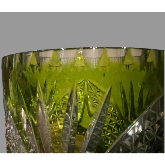 Vintage Nachtmann Green Cut to Clear 10.5" Art Glass Vase For Sale - Image 12 of 12