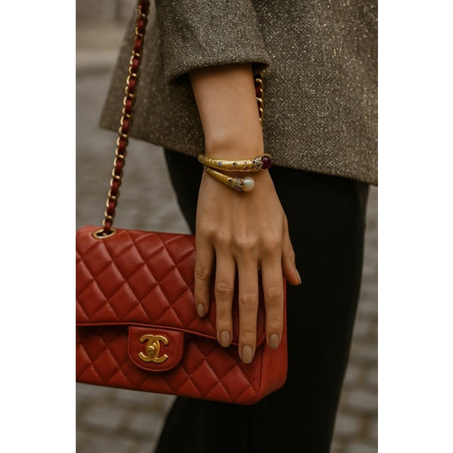 Bochic "Orient" Vintage Sapphire, Diamond & South Sea Pearl Bangle Set 18K & Silver For Sale - Image 13 of 18