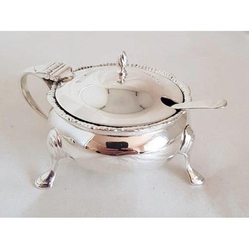 Blue Georgian Sterling Silver Cruet from Edward Barnard & Sons, 1937, Set of 3 For Sale - Image 8 of 18