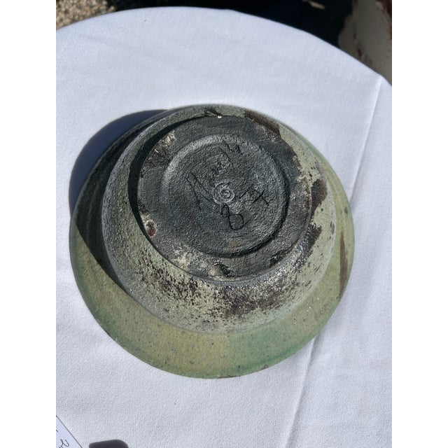 Vintage Signed Teal & Blue Studio Pottery Bowl For Sale - Image 10 of 13