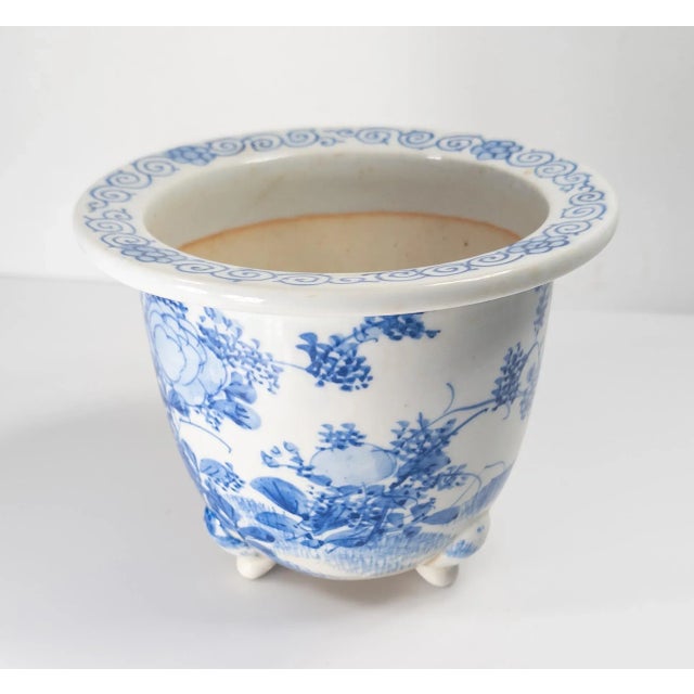 Japanese Mid-Century Japanese Blue and White Arita Jardiniere Planter Cachepot For Sale - Image 3 of 10