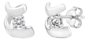 10K White Gold 1/10 Cttw Round Brilliant-Cut Diamond Espira Swirls Solitaire Push Back Stud Earrings (I-J Color, I1-I2 Clarity) - 2 Pieces