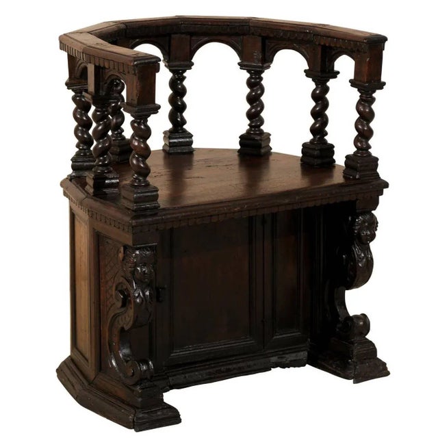 18th Century Italian Wooden Carved Round about Chair For Sale - Image 11 of 11