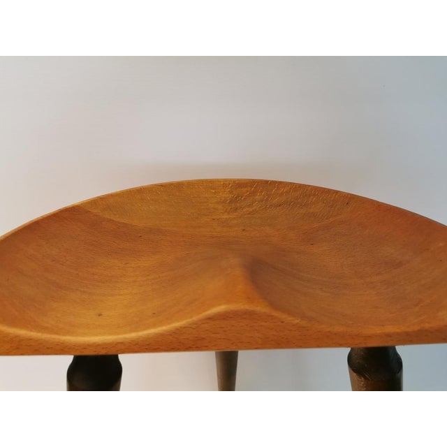 Danish Stained Beech & Raw Beech Milking Stool in the style of Mogens Lassen, 1950s For Sale - Image 6 of 15