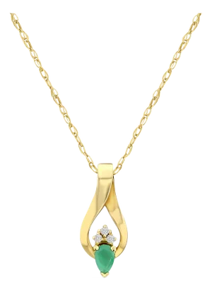 Pear Shaped Emerald Necklace with Diamond Accents 16"