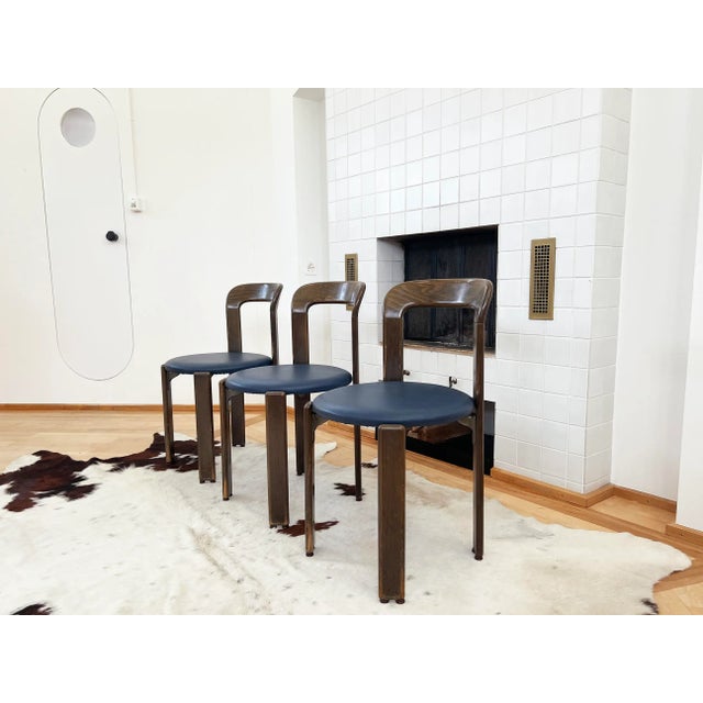 Dietiker Beautiful Condition, Upholstered Stackable Dining Chairs by Bruno Rey for Dietiker- One Chair (3 Available) For Sale - Image 4 of 10