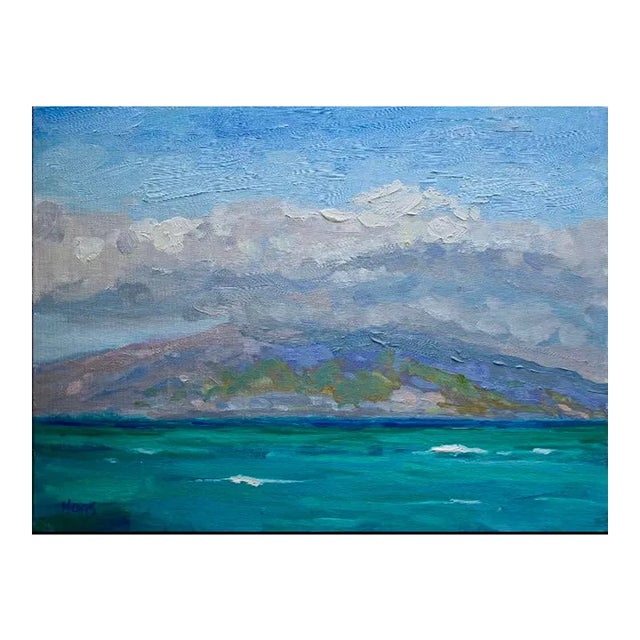 Contemporary Original Modern Impressionist Oil Painting, "Molokai View, Hawaii" For Sale