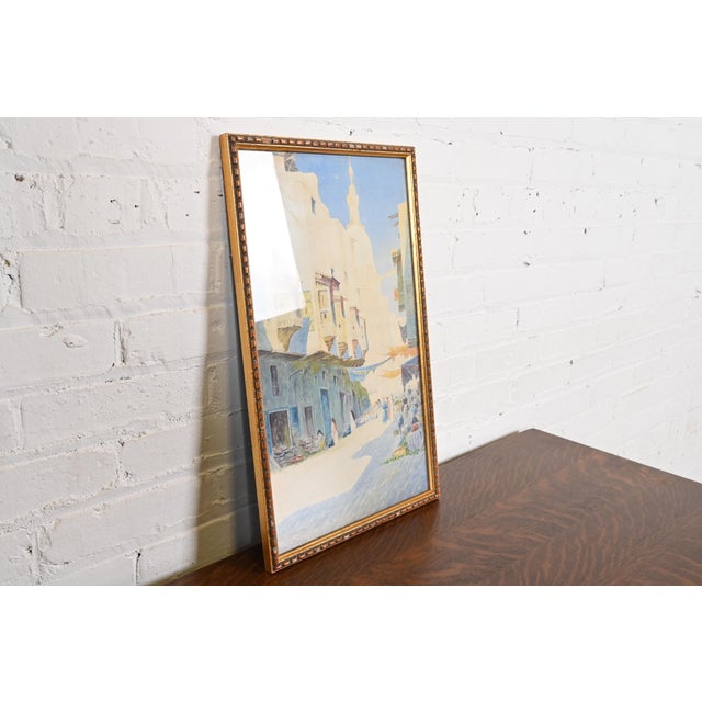 Early 20th Century Original Signed Giovanni Geleng Abstract Cityscape Framed Watercolor Painting For Sale - Image 5 of 12