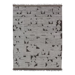 Fine Modern Rug in White & Light Taupe Tones With Abstract & Geometric Design For Sale