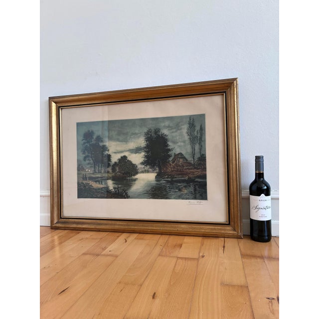 European Artist, Riverside Cottage Landscape, 1970s, Paper, Framed For Sale - Image 12 of 15