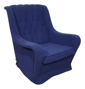 Vintage Lounge Chair in Blue Wool and Boucle, 1970s