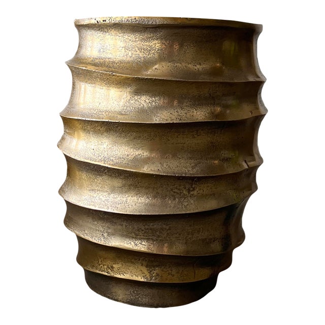 Contemporary Bronze Toned Metal Organic Planter For Sale