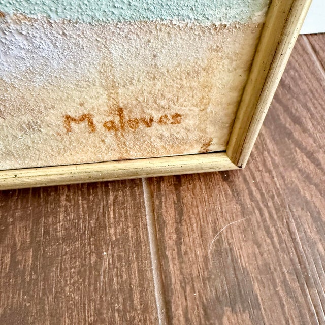 Vintage Modern Frances Roberta Malovos Acrylic Collage 3’ Framed Painting Mcm Frances Roberta Malovos (San Jose, CA)....