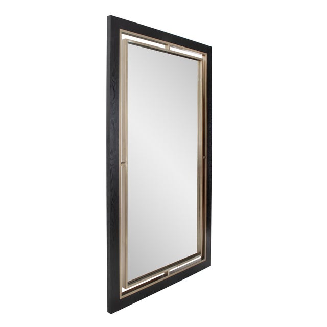 Wood Bertoia Oversized Mirror in a Wooden and Metal Frame For Sale - Image 7 of 11