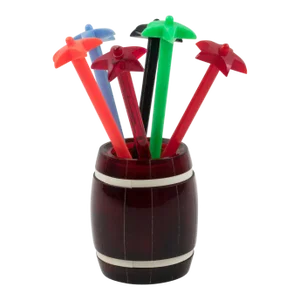 Barware Cocktail Set Tortoise Lucite Barrel and Multicolor Stirrers