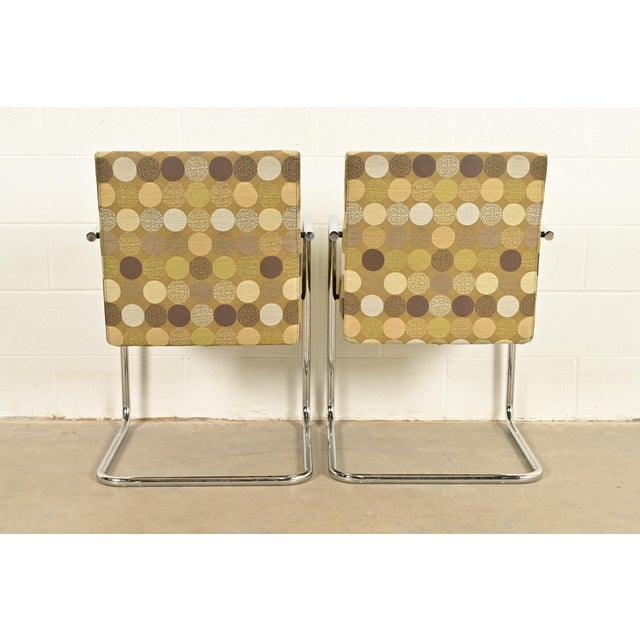 Mies Van Der Rohe Brno Style Mid-Century Modern Chrome Tubular Cantilever Club Chairs, Set of Twelve For Sale - Image 15 of 16