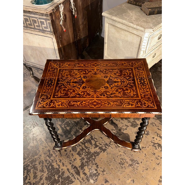 Traditional 19th C. Italian Inlaid Mahogany Side Table For Sale - Image 3 of 8