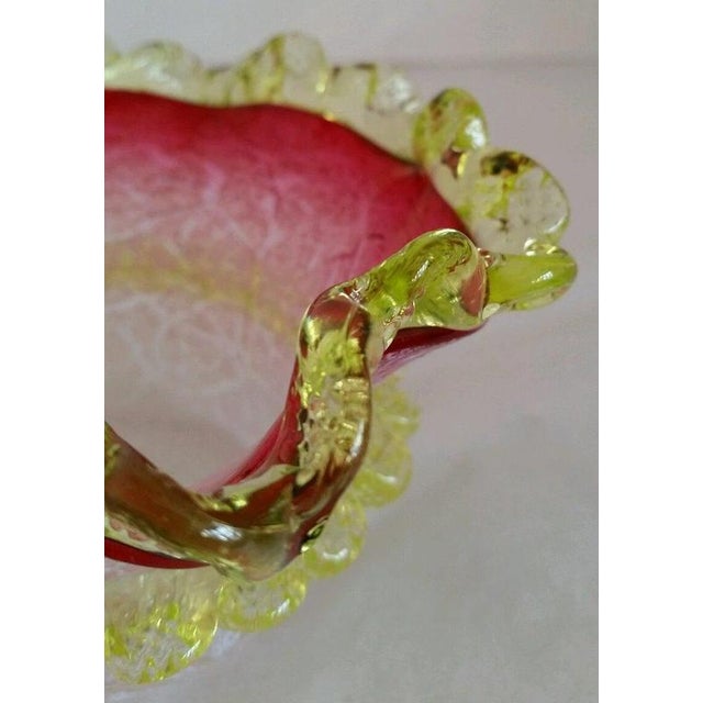 A beautiful Victorian hand-blown frosted cranberry glass preserve bowl dating to circa 1880–1890, distinguished by its...
