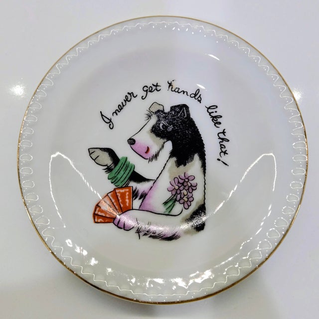 Vintage Ardalt Japan Dogs Playing Cards Porcelain Plates, Set of 7 For Sale In Dallas - Image 6 of 12