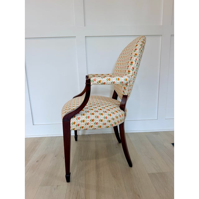 Vintage Inlaid Wood Round Back Accent Chair For Sale - Image 4 of 7
