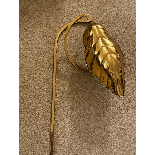 1970s Vintage Italian Leaf Brass Wall Lamp by Tommaso Barbi, 1970s Marked Chapman For Sale - Image 5 of 12