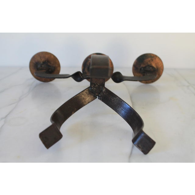 Vintage Brutalist Mid-Century Wrought Iron Candelabra For Sale - Image 9 of 10