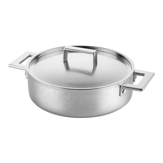 Mepra Attiva Pewter Saute Pan 2 Handles With Lid, 24 Cm For Sale