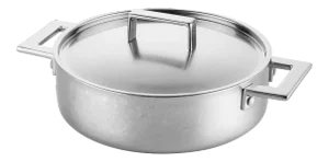 Mepra Attiva Pewter Saute Pan 2 Handles With Lid, 24 Cm