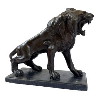 Bronze “Lion of Paris” Sculpture – After Antoine-Louis Barye, French Animalière, 12” H For Sale