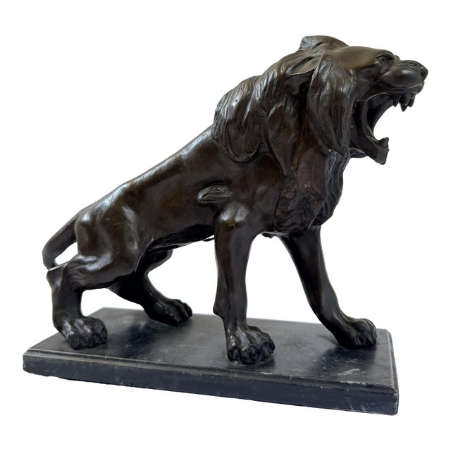 Bronze “Lion of Paris” Sculpture – After Antoine-Louis Barye, French Animalière, 12” H For Sale