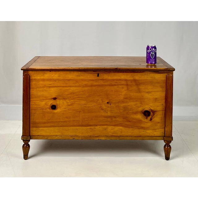 Antique Hand-Dovetailed Pine Storage Trunk / Blanket Chest on Turned Legs For Sale - Image 15 of 15