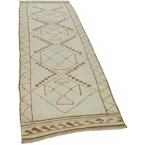 Textile Beige Bohemian Runner Rug For Sale - Image 7 of 7