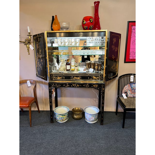 1980s An Oriental George III Lacquer Bar Cabinet From Baker's Stately Homes Collection For Sale - Image 16 of 17