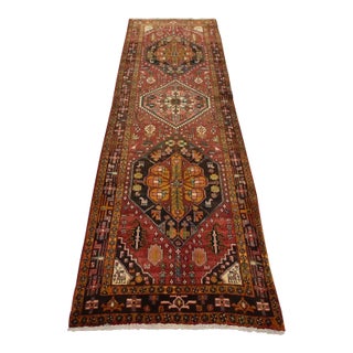 Sarab Runner 3’9” X 11′ Red Wool Semi-Antique Tribal Hand-Knotted Oriental Rug For Sale