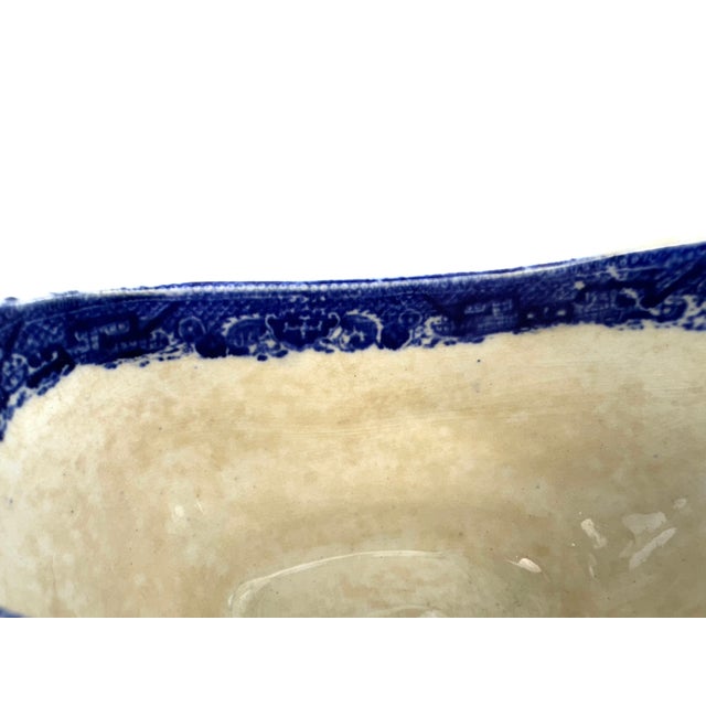 Antique Early 20th Century English Blue & White Gravy Boat by Enoch Burn & John Edwin Leach For Sale - Image 4 of 10