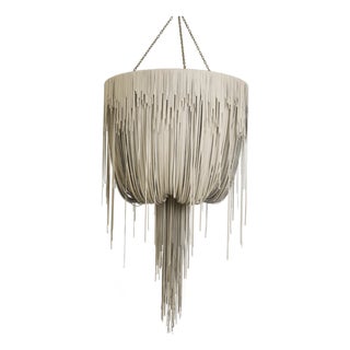 Ngala Designer Leather Fringe Chandelier – Large Organic Modern Statement For Sale