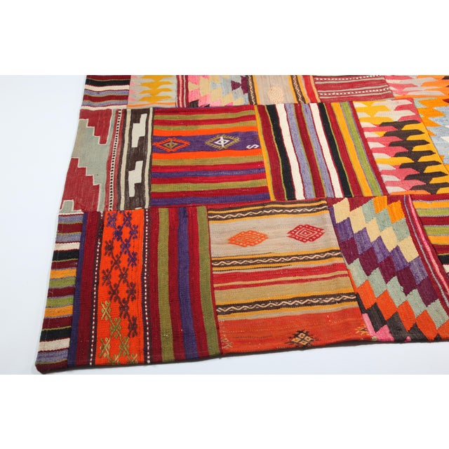 Art Deco Mid 20th Century Designer Patchwork Rug Crafted From Authentic Anatolian Kilims -5' 7'' X 9' 10'' For Sale - Image 3 of 11