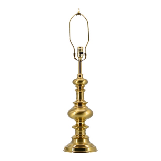 Turned Finial Shape Solid Brass Table Lamp For Sale
