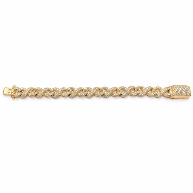 Gemstone 14k Yellow Gold 9.5 Ct Natural Diamond Infinity Bracelet, 8 In For Sale - Image 7 of 11