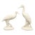 Pair of 1984 Hand-Signed Cream Ceramic Crane Sculptures – Hollywood Regency / Coastal / Art Deco Revival For Sale