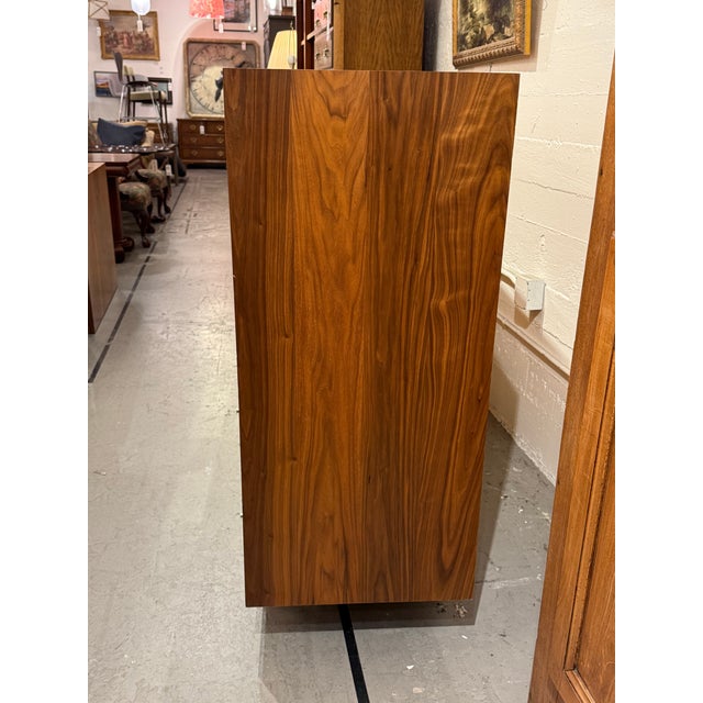 Brown Room & Board Hudson Walnut Glass Door Storage Cabinet For Sale - Image 8 of 12
