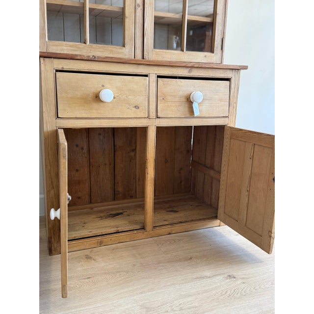 Antique English Glass Pine Hutch For Sale In Denver - Image 6 of 7