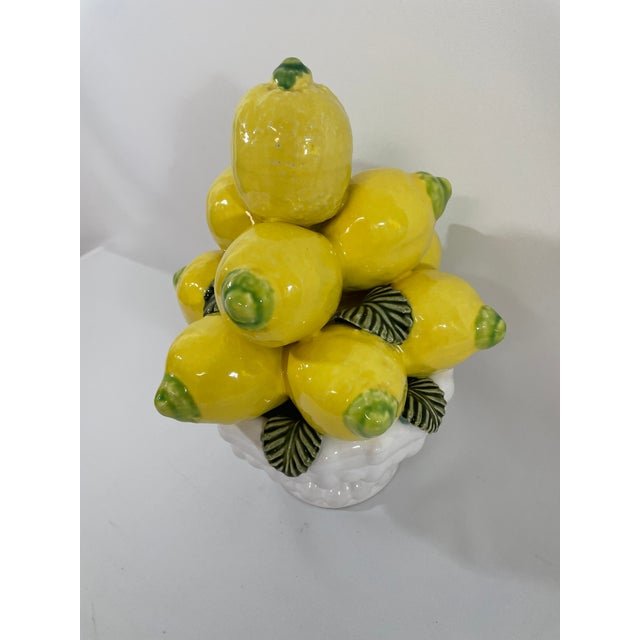 Vintage Majolica Lemon Topiary on Pedestal Bowl From Portugal For Sale - Image 11 of 16