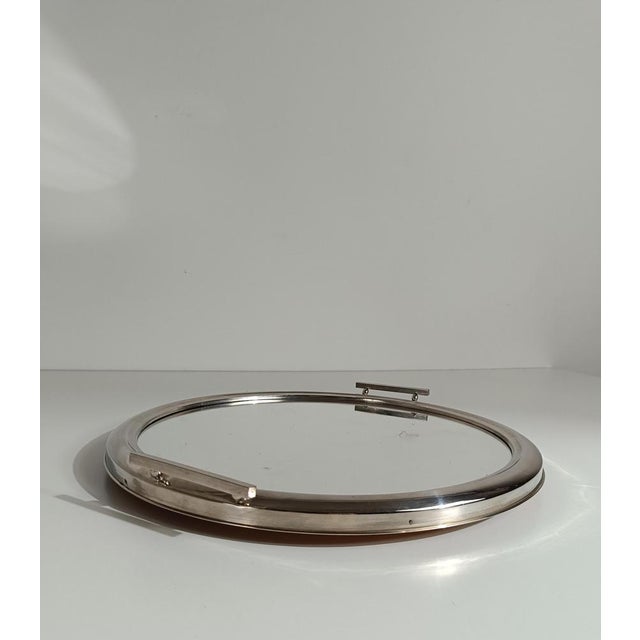 Art Deco Mirrored Round Tray in Chromed Metal, Italy, 1930s For Sale - Image 13 of 18