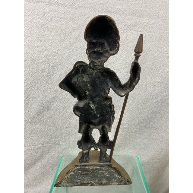 Metal Antique Brass Figural Highlander Doorstop For Sale - Image 7 of 9