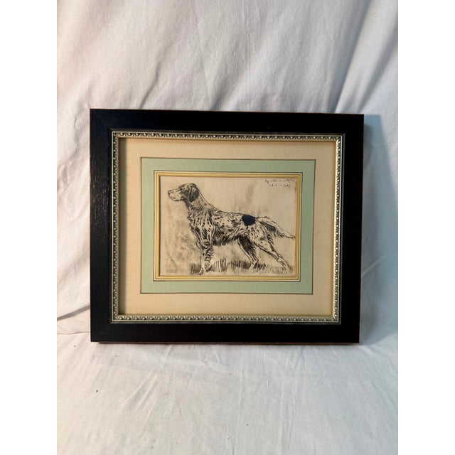 French Antique, Original Sketch, English Setter, French 1903 For Sale - Image 3 of 5
