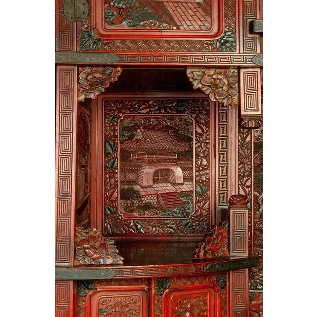 Japanese Antique 19th Century Cinnabar Treasure Cabinet For Sale - Image 3 of 11