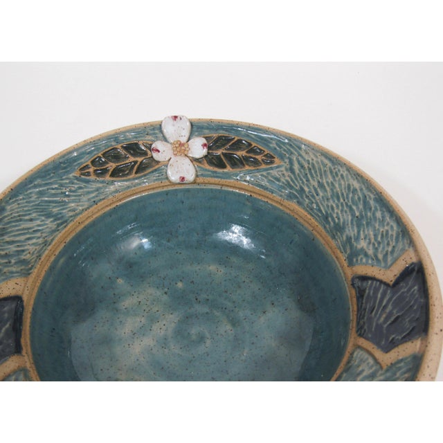 Signed Mary White Kentucky Studio Pottery Bowl, Blue-Green Glazed Artisan Ceramic For Sale In Austin - Image 6 of 8