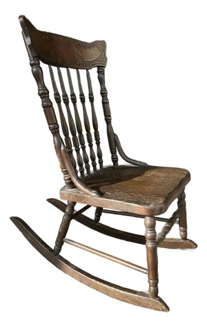 Early 1900s Oak Spindle Back Rocking Chair